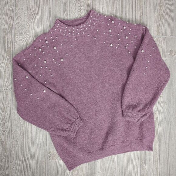 Vintage Suzanne Betro Women’s Small/ Medium Purple Embellished Sweater Acrylic - Picture 1 of 9